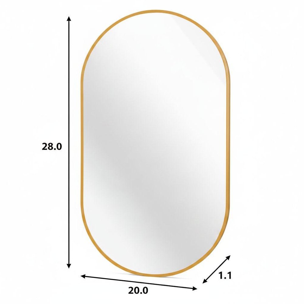 28" Black Aluminum Oval Framed Accent Mirror