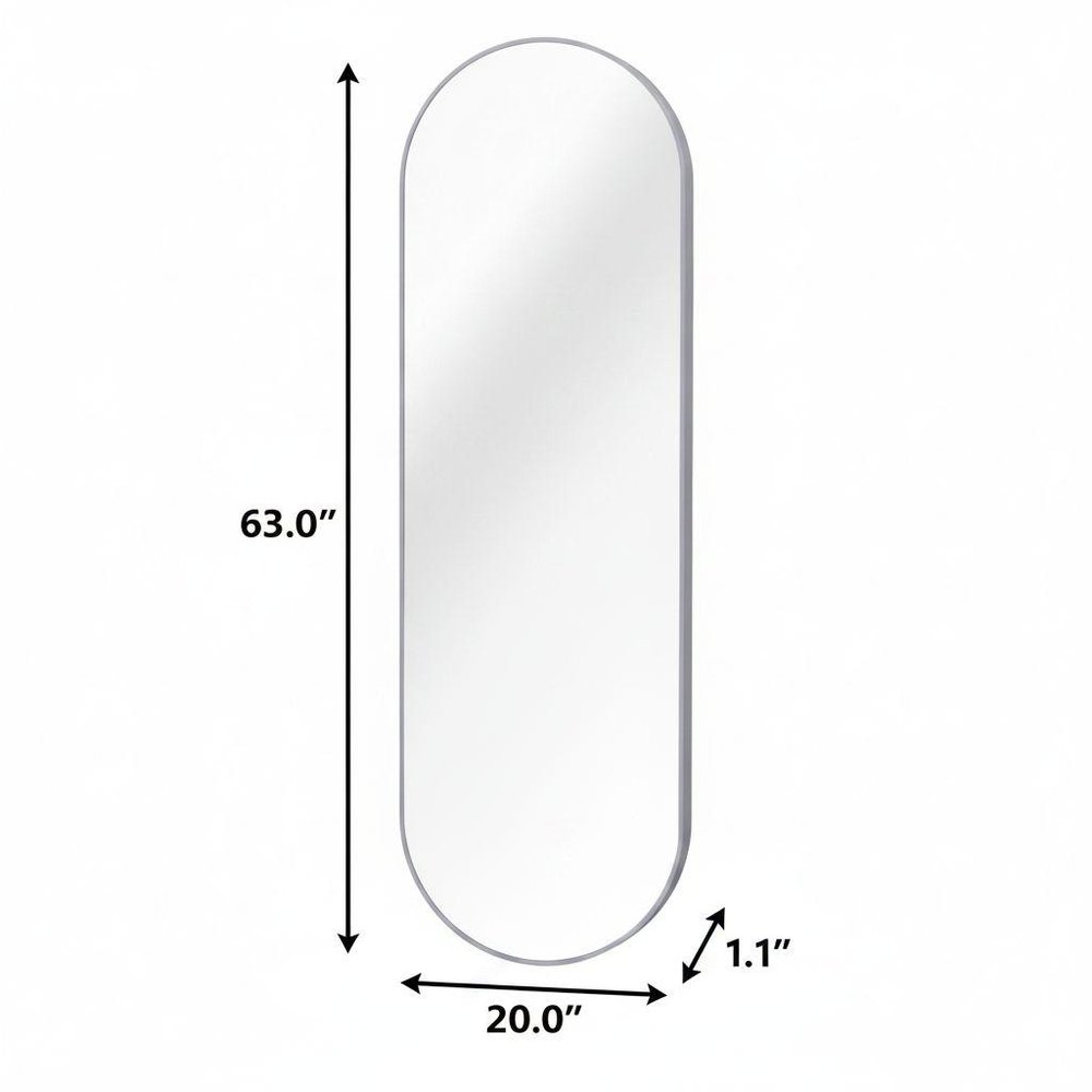 63" Black Aluminum Oval Framed Full Length Hanging Mirror