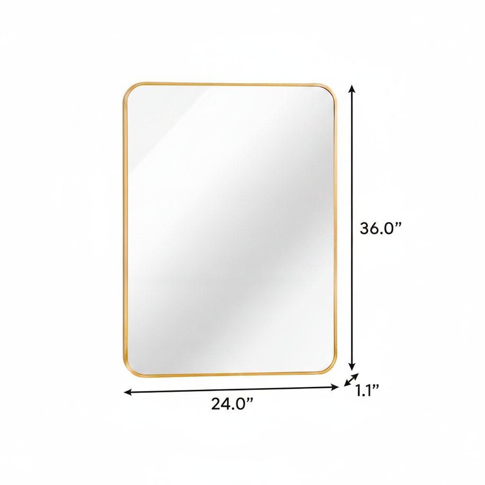 36" Black Aluminum Framed Bathroom Vanity Mirror