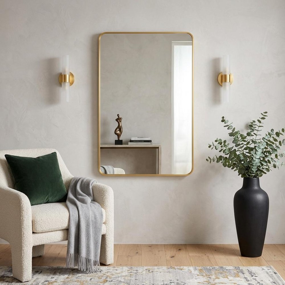 40" Silver Aluminum Framed Bathroom Vanity Mirror