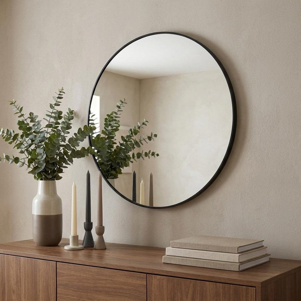 24" Gold Aluminum Round Framed Bathroom Vanity Mirror