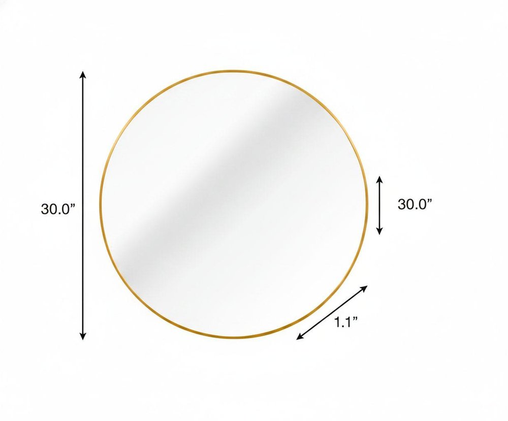 30" Black Aluminum Round Framed Bathroom Vanity Mirror