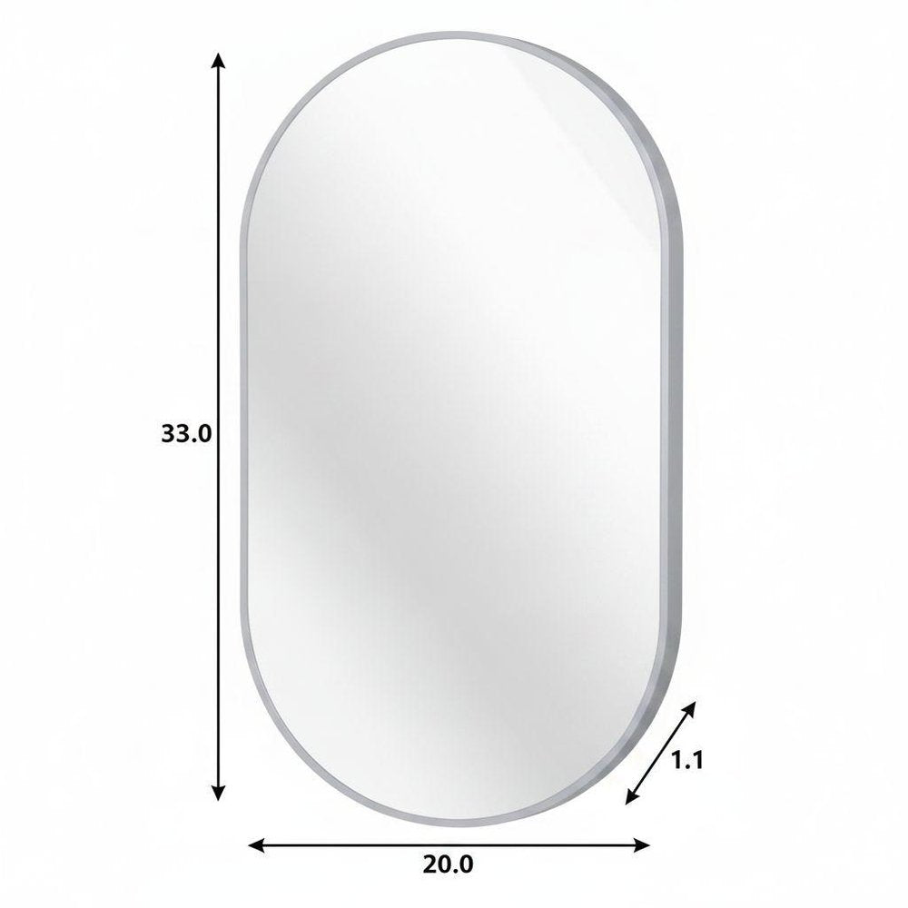 33" Black Aluminum Oval Framed Accent Mirror