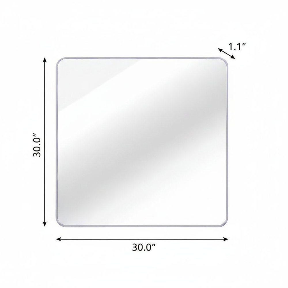 30" Black Aluminum Square Framed Bathroom Vanity Mirror