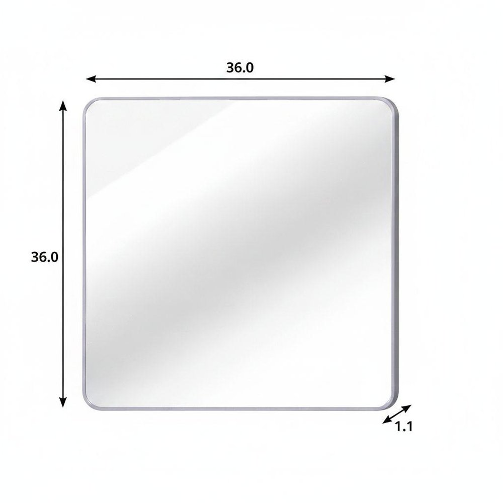 36" Black Aluminum Square Framed Bathroom Vanity Mirror