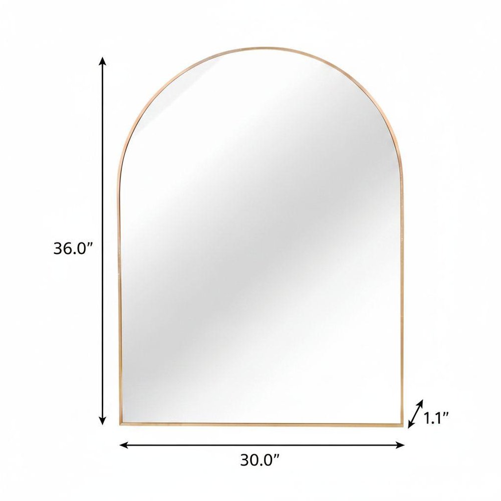 36" Black Aluminum Arch Framed Bathroom Vanity Mirror