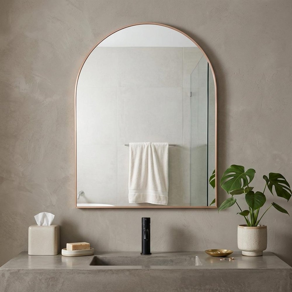 36" Black Aluminum Arch Framed Bathroom Vanity Mirror