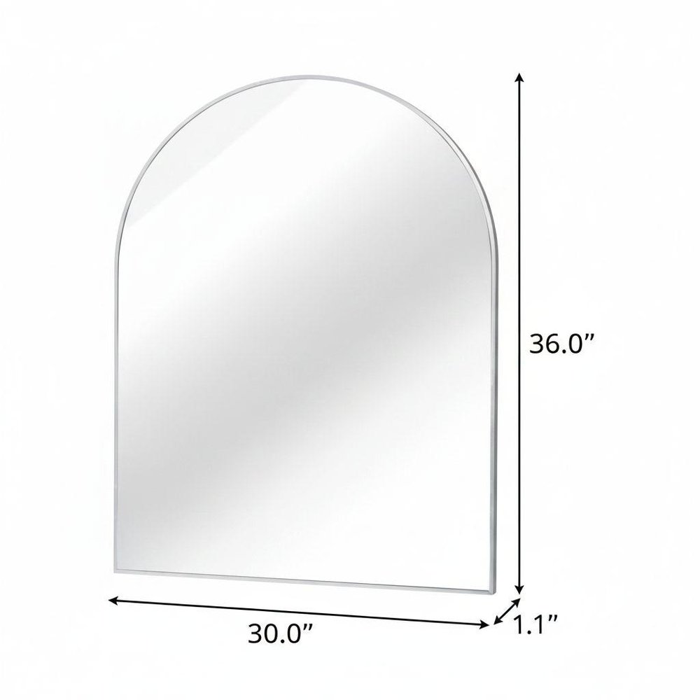 36" Black Aluminum Arch Framed Bathroom Vanity Mirror