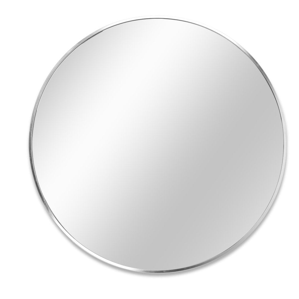39" Silver Aluminum Round Framed Bathroom Vanity Mirror