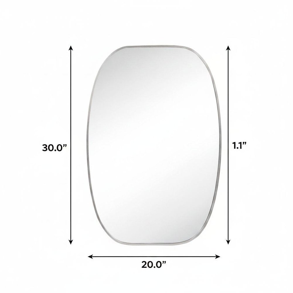 30" Black Aluminum Oval Framed Bathroom Vanity Mirror