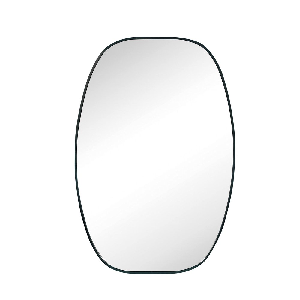 36" Black Aluminum Oval Framed Bathroom Vanity Mirror