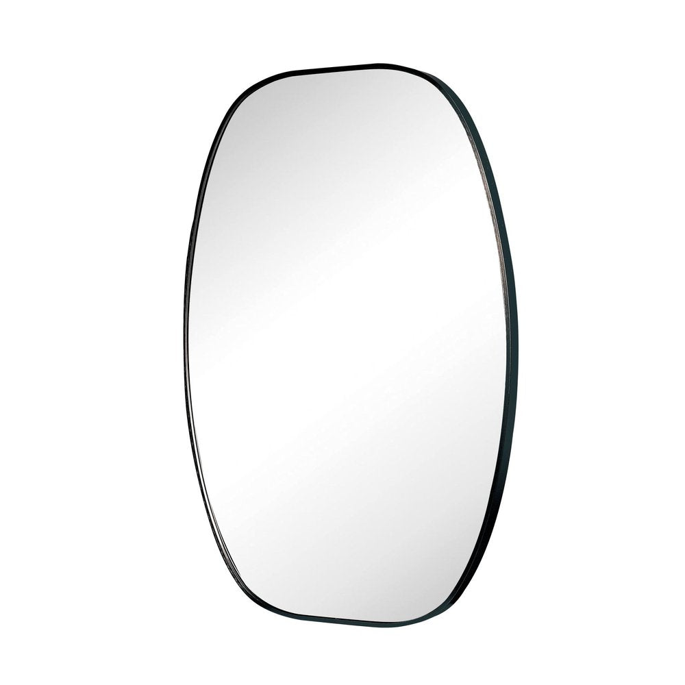 36" Black Aluminum Oval Framed Bathroom Vanity Mirror