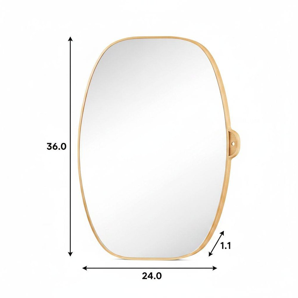 36" Black Aluminum Oval Framed Bathroom Vanity Mirror