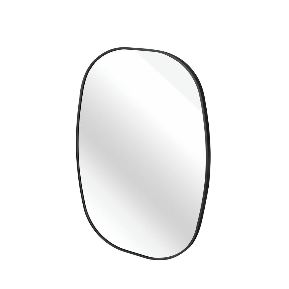 32" Black Aluminum Oval Framed Bathroom Vanity Mirror