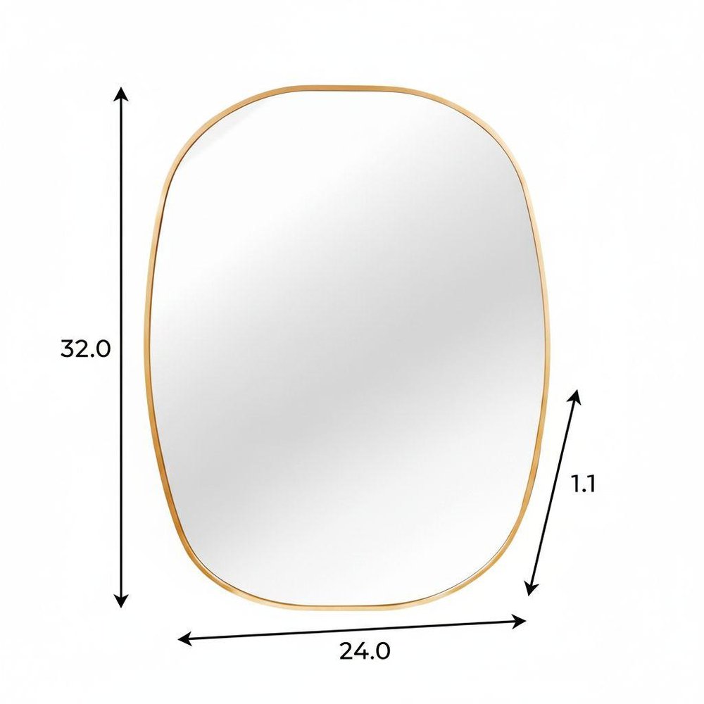 32" Black Aluminum Oval Framed Bathroom Vanity Mirror