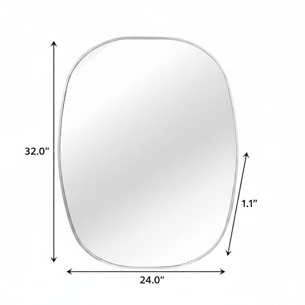 32" Black Aluminum Oval Framed Bathroom Vanity Mirror