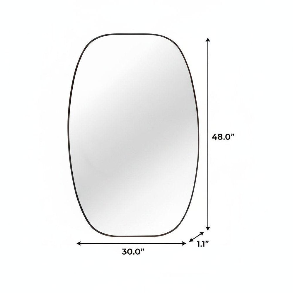 48" Black Aluminum Oval Framed Bathroom Vanity Mirror