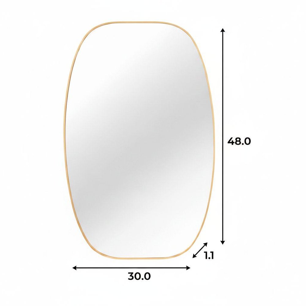 48" Black Aluminum Oval Framed Bathroom Vanity Mirror