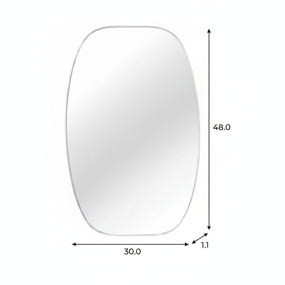 48" Black Aluminum Oval Framed Bathroom Vanity Mirror