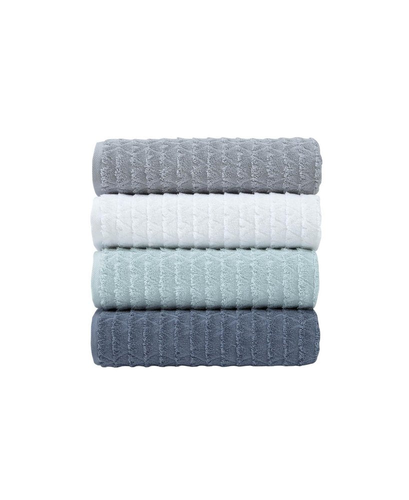 White Geometric Turkish Cotton 27" X 54" Bath Towel