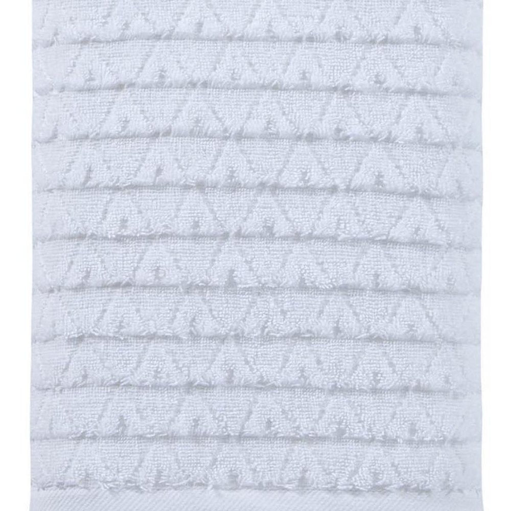 White Geometric Turkish Cotton 27" X 54" Bath Towel