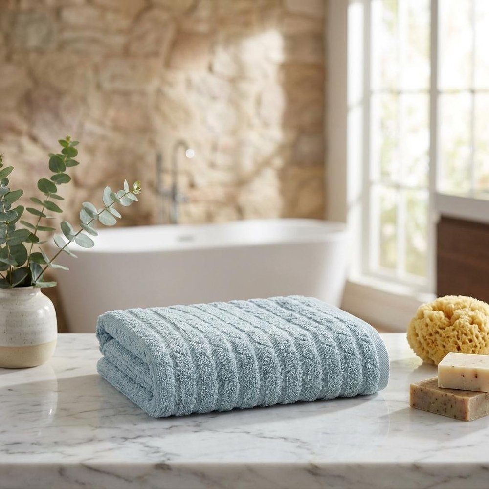 White Geometric Turkish Cotton 27" X 54" Bath Towel