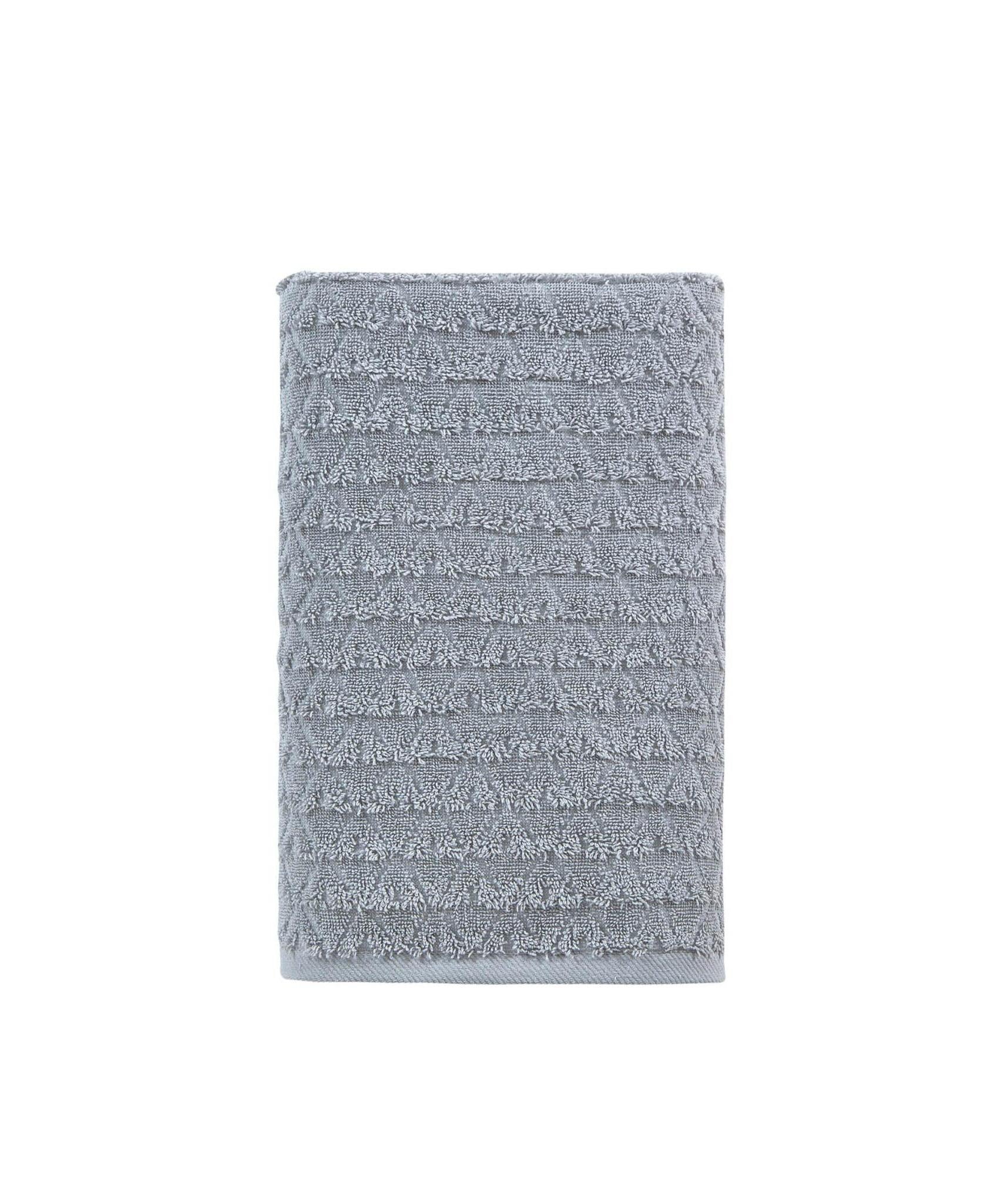 Light Gray Geometric Turkish Cotton 27" X 54" Bath Towel