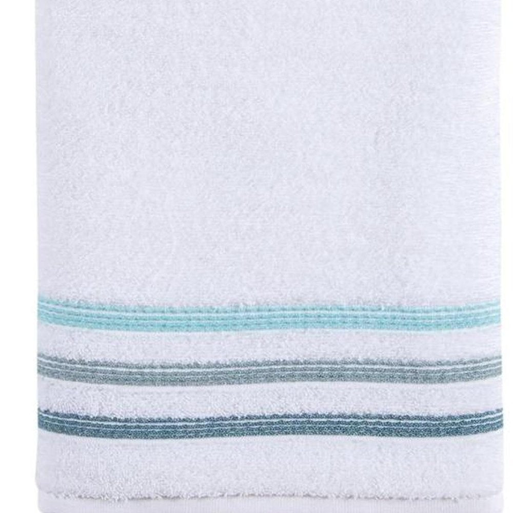White Striped Turkish Cotton 27" X 54" Bath Towel