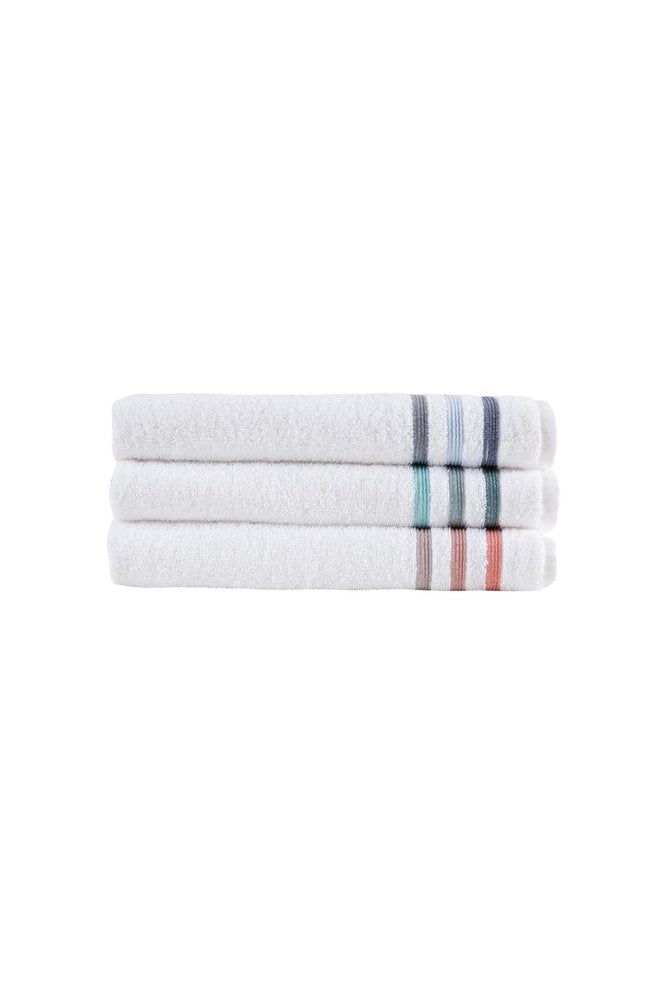 White Striped Turkish Cotton 27" X 54" Bath Towel