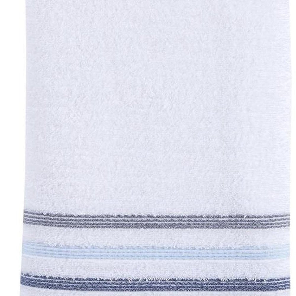 White Striped Turkish Cotton 27" X 54" Bath Towel
