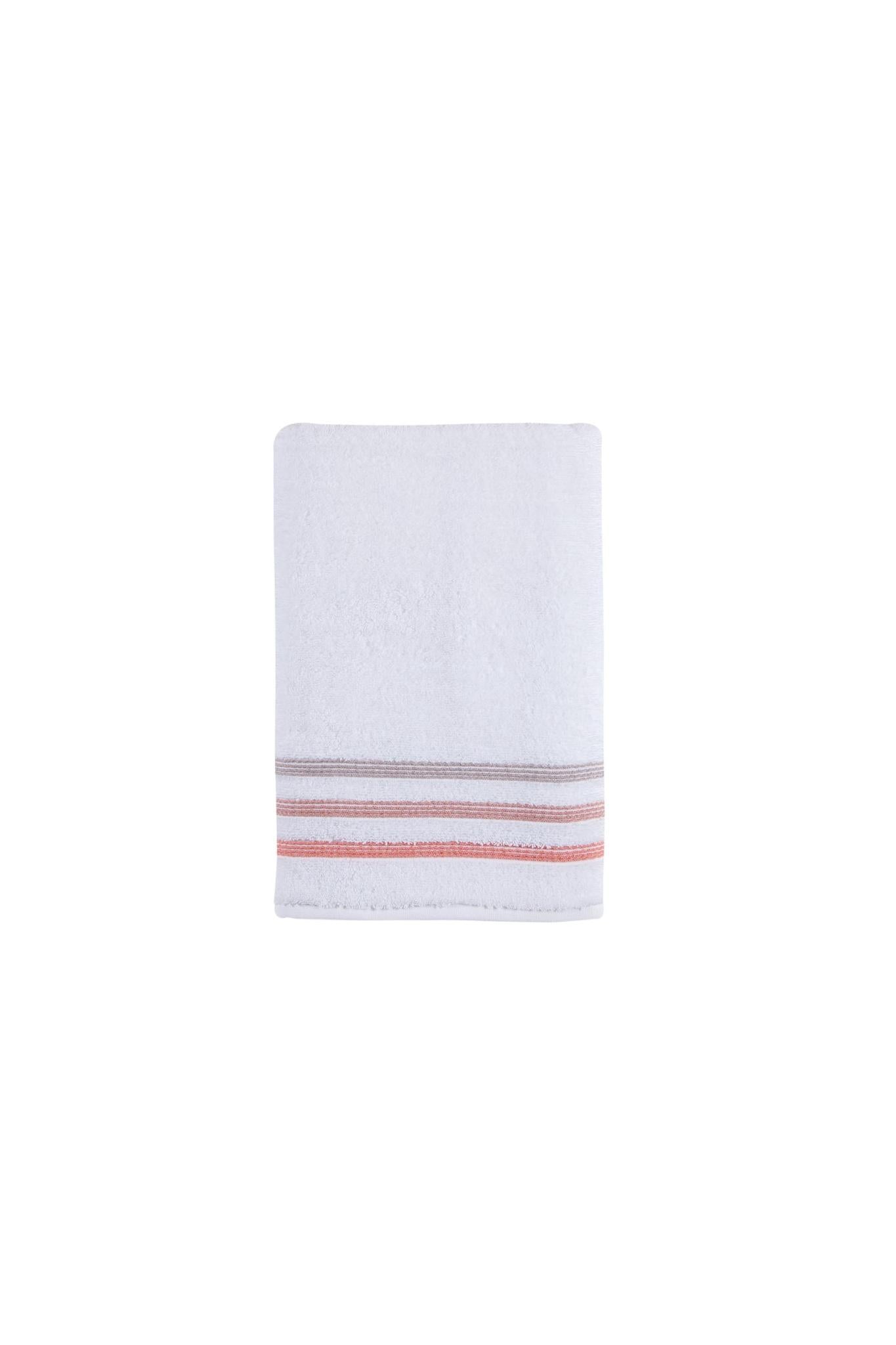 White Striped Turkish Cotton 27" X 54" Bath Towel