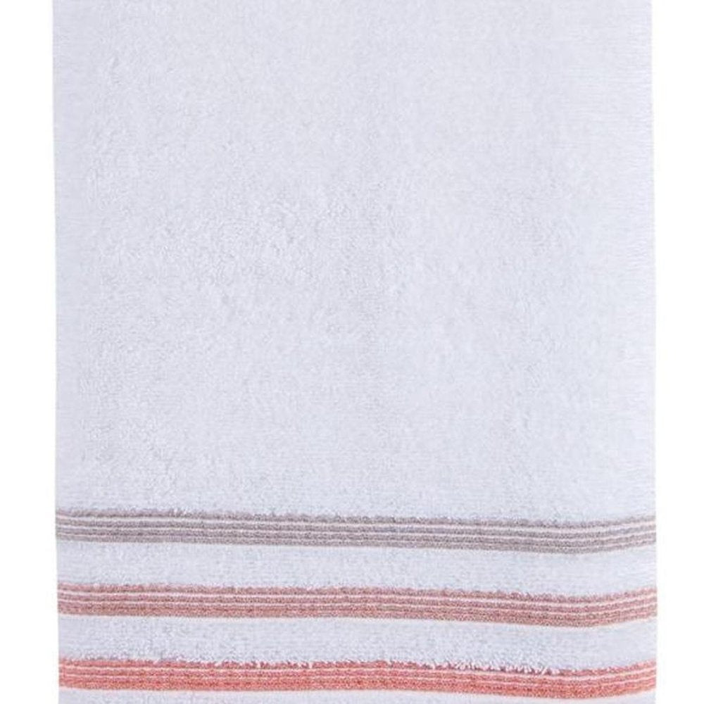 White Striped Turkish Cotton 27" X 54" Bath Towel