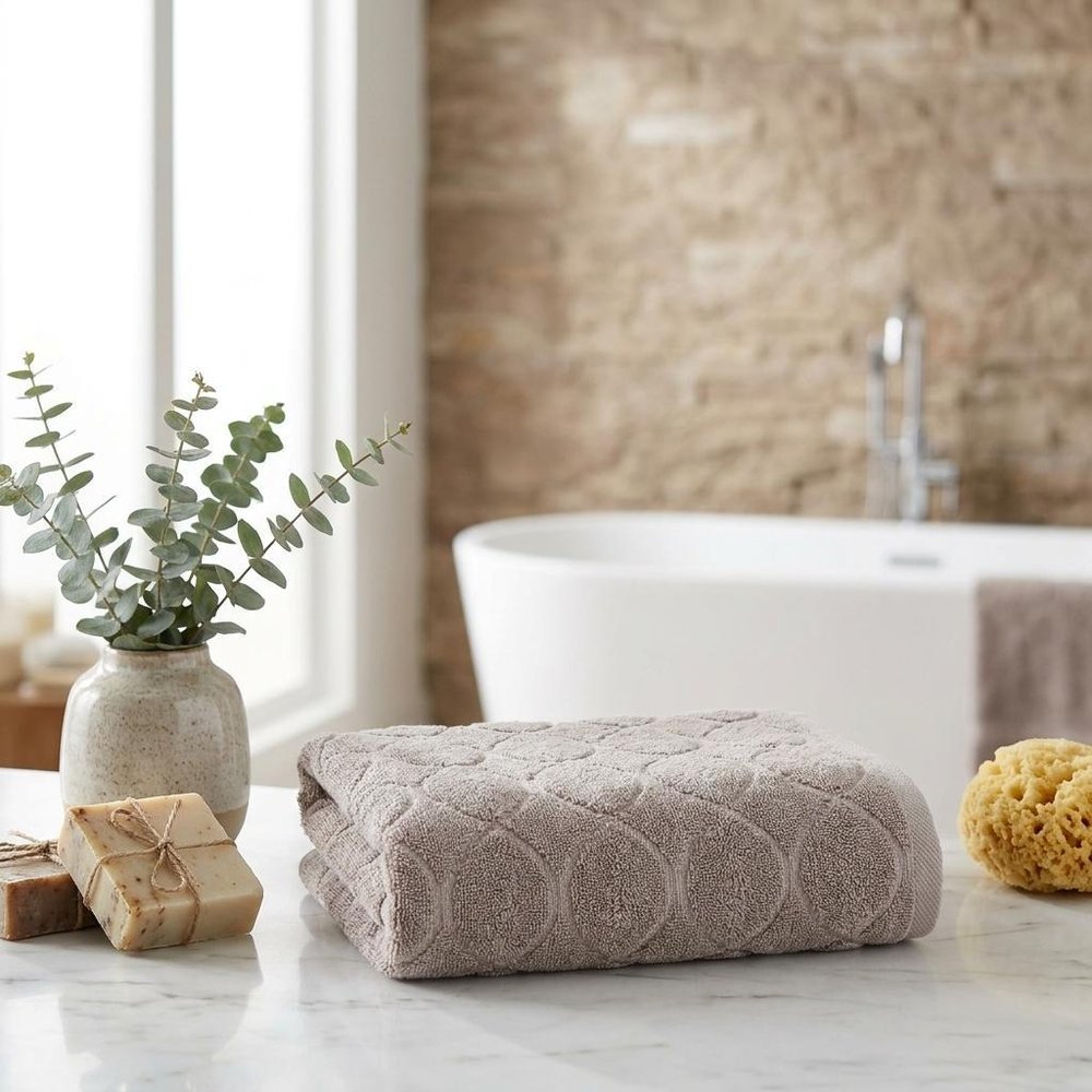 White Jacquard Turkish Cotton 27" X 54" Bath Towel