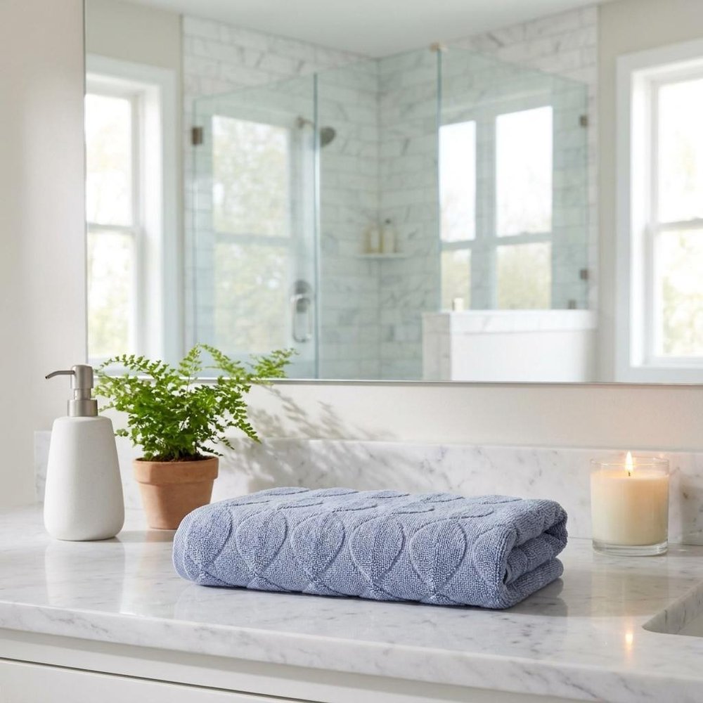 White Jacquard Turkish Cotton 27" X 54" Bath Towel