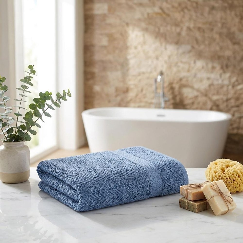 White Chevron Turkish Cotton 40" X 70" Bath Sheet
