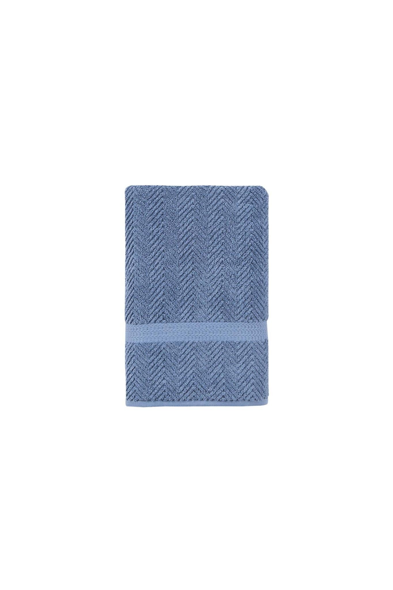 Navy Blue Chevron Turkish Cotton 27" X 54" Bath Towel