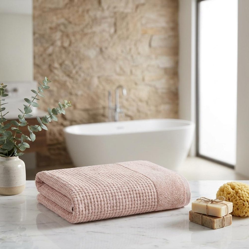 White Turkish Cotton 27" X 54" Checkered Bath Towel