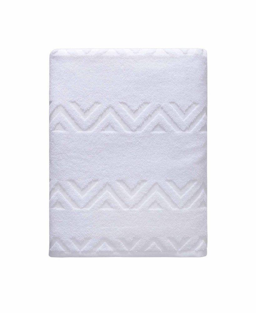 White Jacquard Turkish Cotton 27" X 54" Chevron Bath Towel