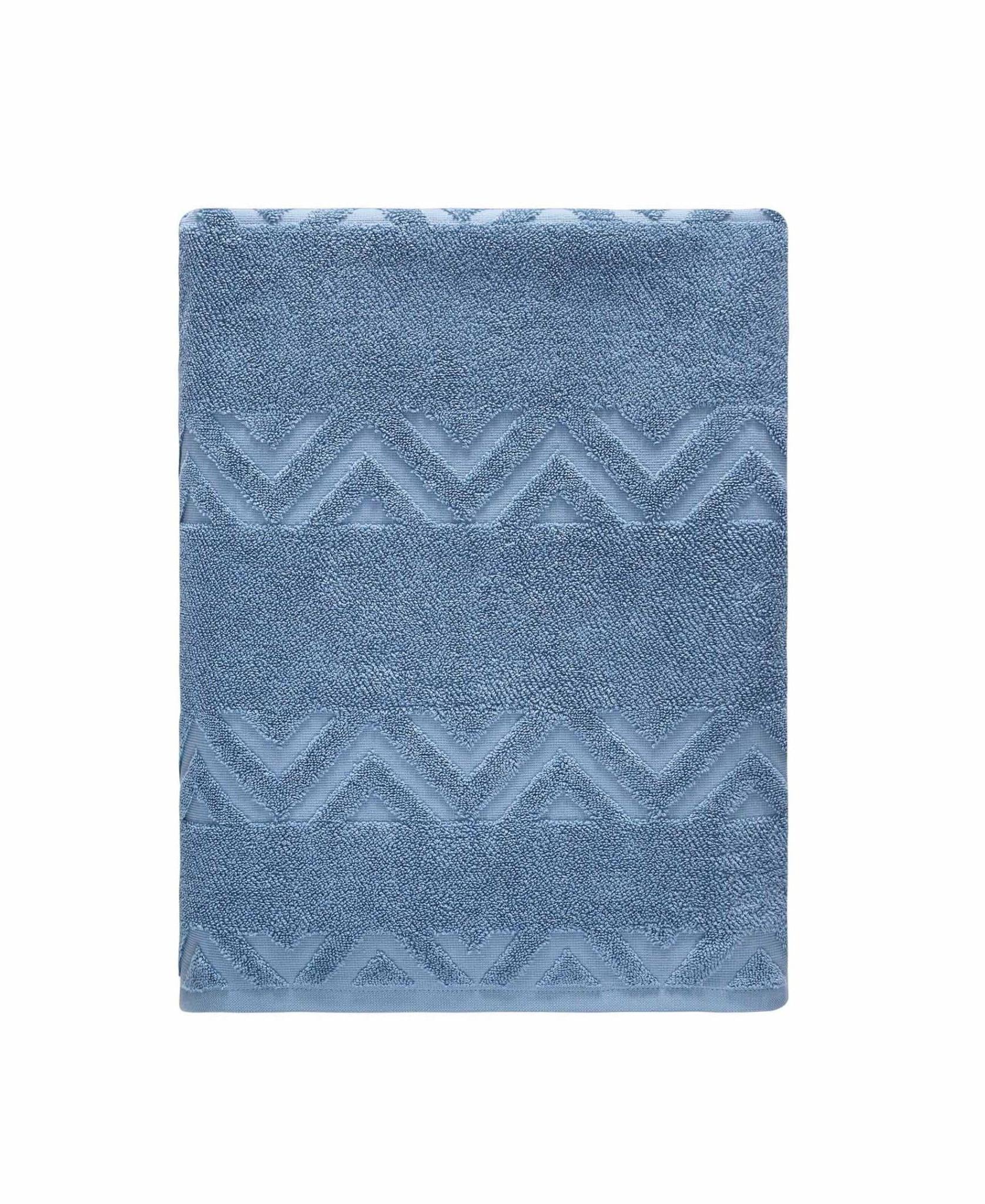 Navy Blue Jacquard Turkish Cotton 27" X 54" Chevron Bath Towel