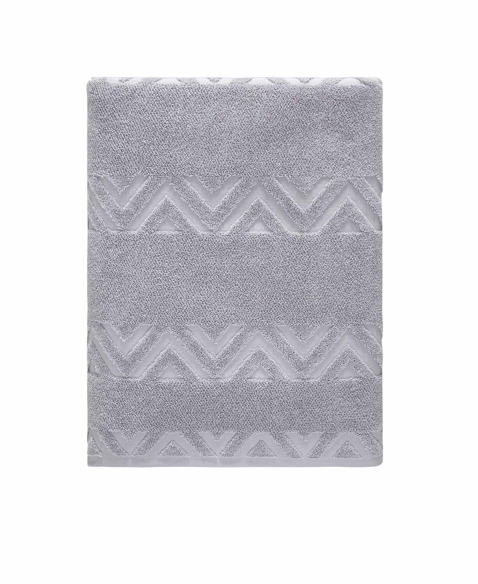 Light Gray Jacquard Turkish Cotton 27" X 54" Chevron Bath Towel