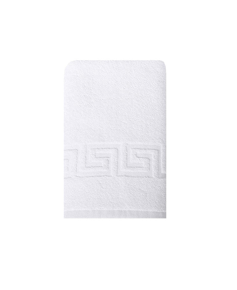 White Greek Key Turkish Cotton 30" X 16" Hand Towel