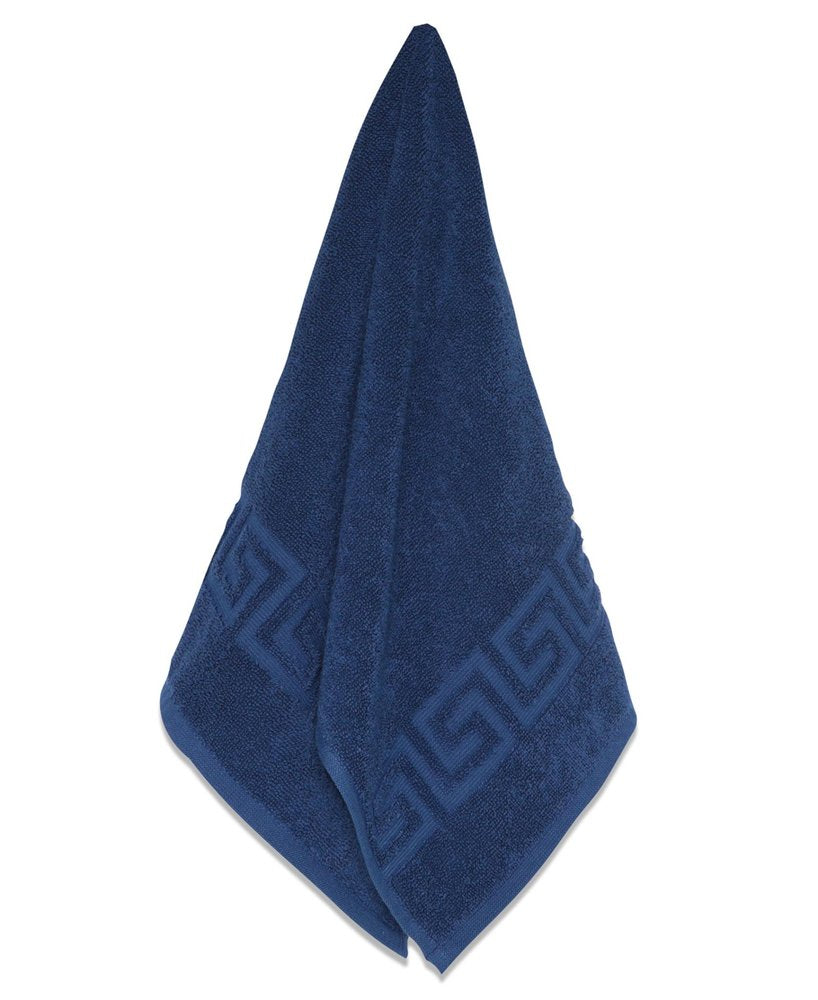 White Greek Key Turkish Cotton 30" X 16" Hand Towel