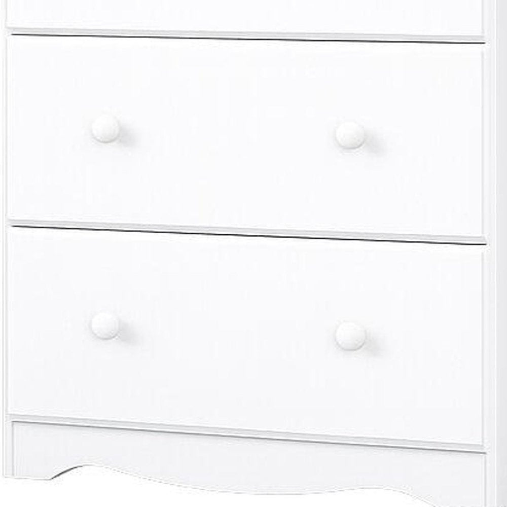 32" White Solid Wood Five Drawer Dresser