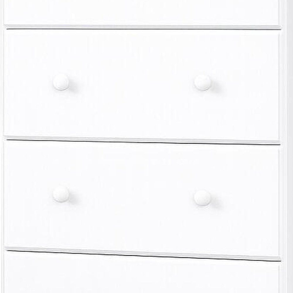 32" White Solid Wood Five Drawer Dresser