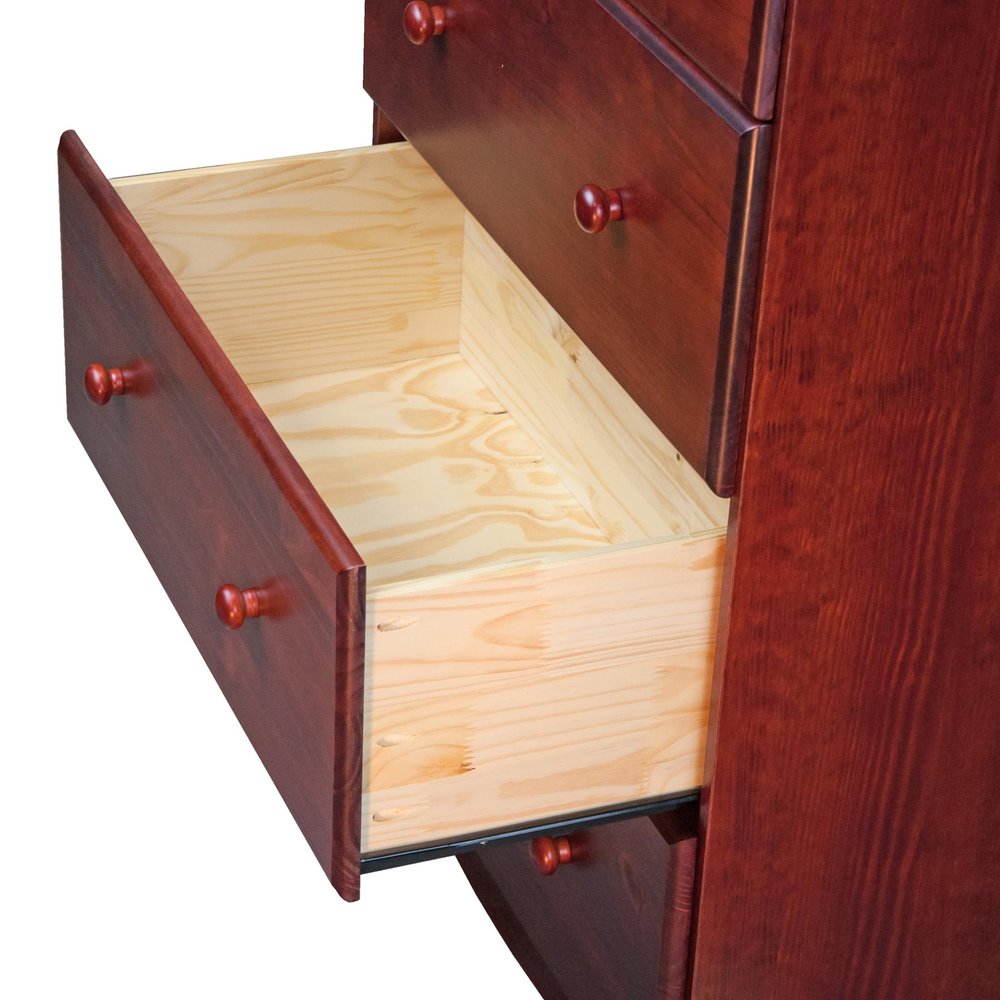 32" Mahogany Solid Wood Five Drawer Dresser