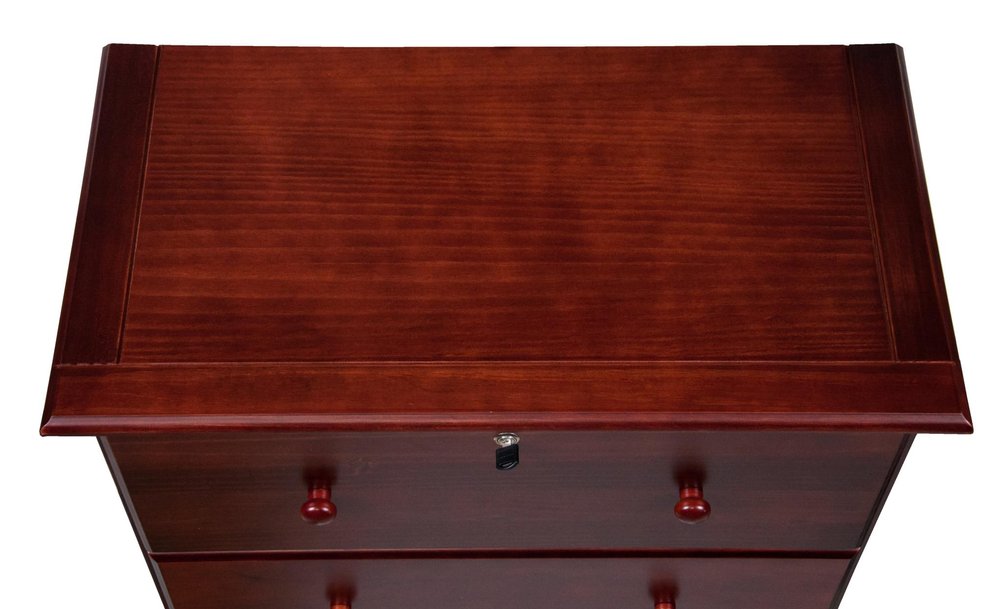 32" Mahogany Solid Wood Five Drawer Dresser
