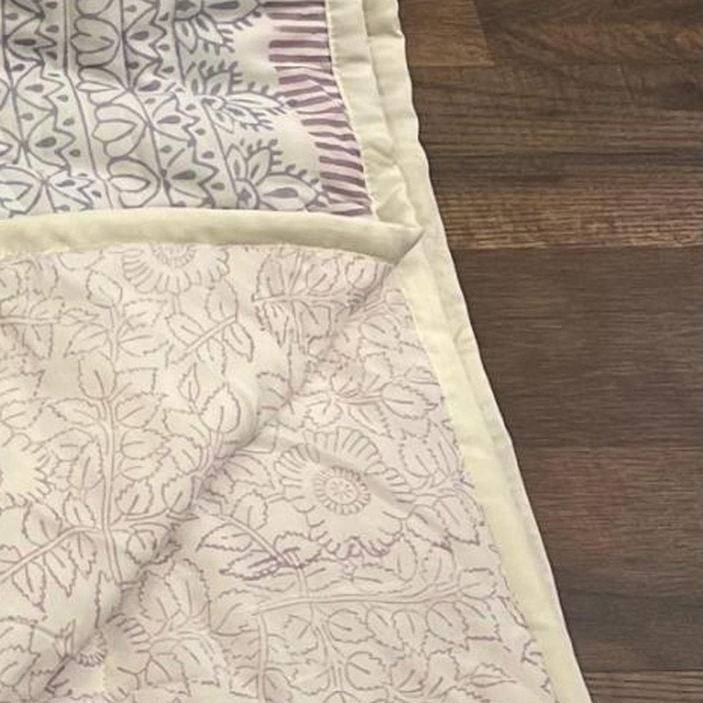 108" X 90" Sage And Cream Floral Cotton Decorative Comforter