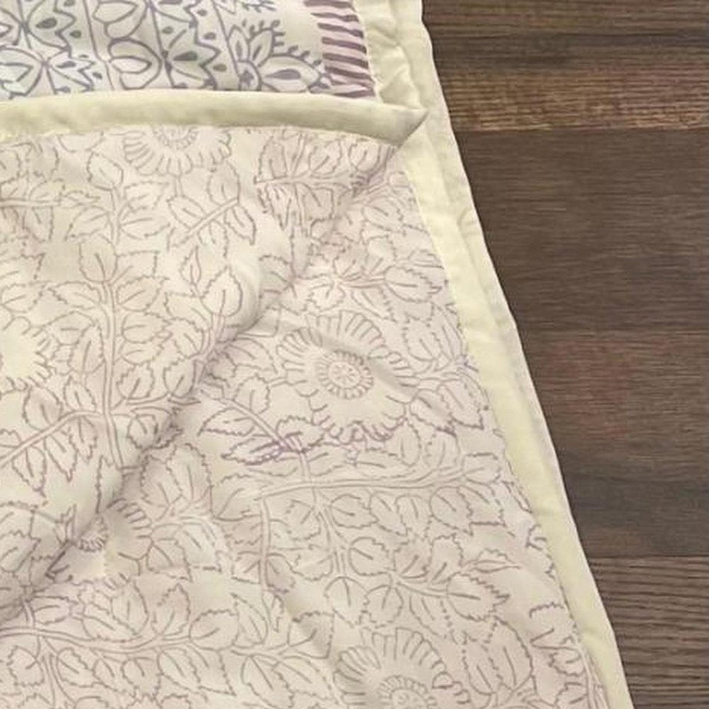 108" X 90" Sage And Cream Floral Cotton Decorative Comforter