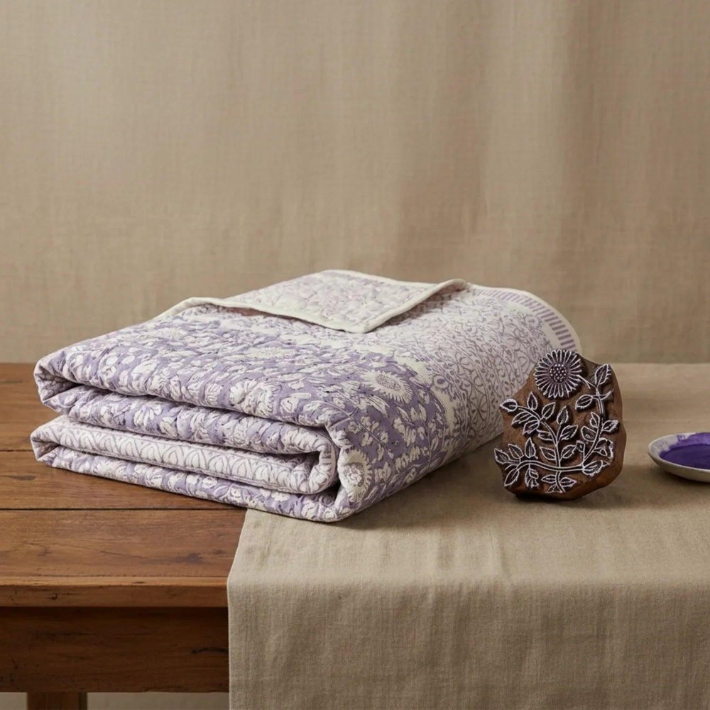 108" X 90" Sage And Cream Floral Cotton Decorative Comforter