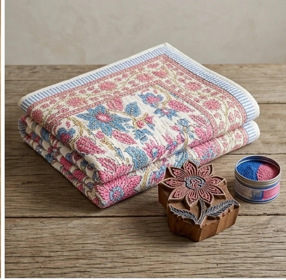 108" X 108" Rose And Cream Floral Cotton Decorative Comforter